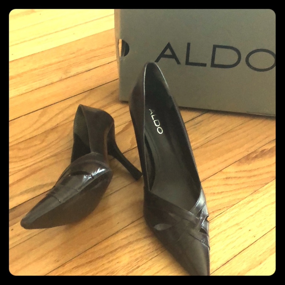 ALDO Dark brown leather 4inch heels